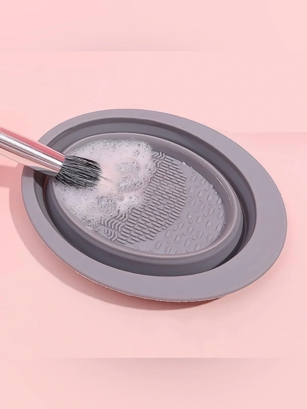 💞 New Gray Collapsible Makeup Brush & Sponge Cleaning Bowl